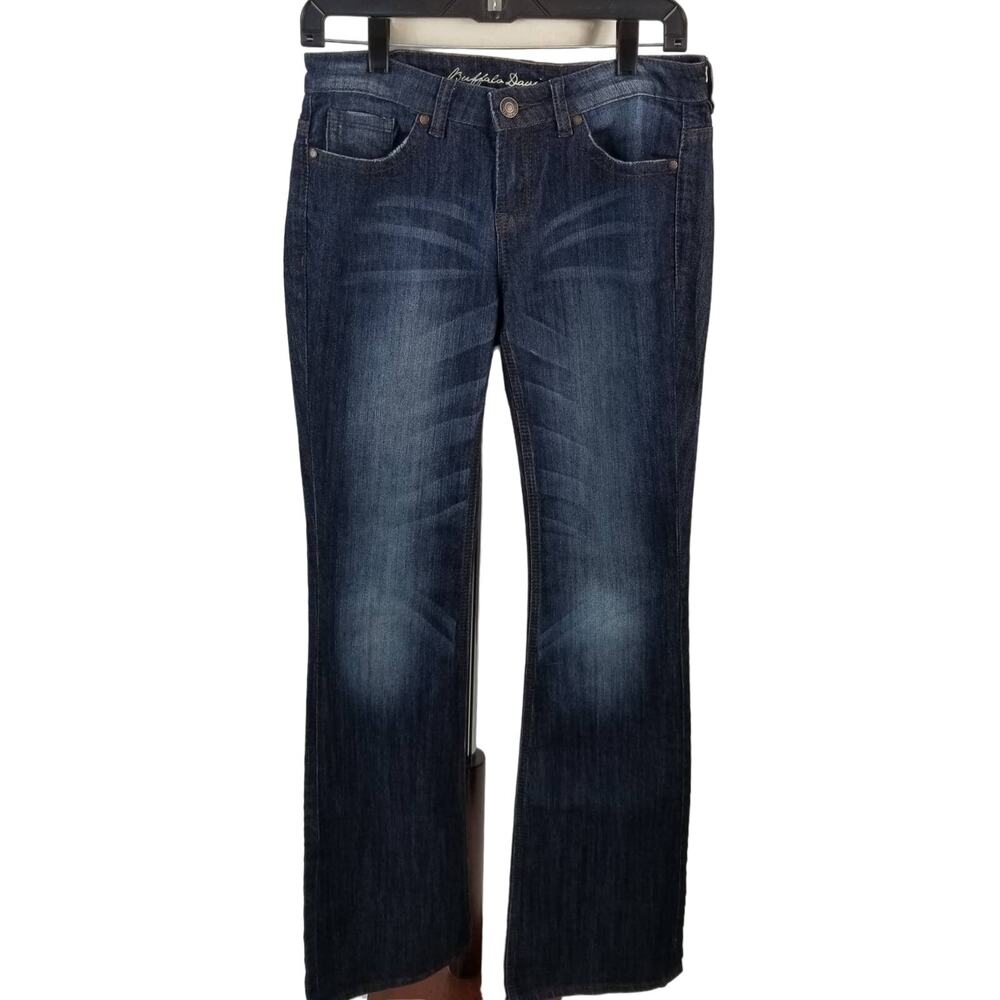 Buffalo David Bitton Blue Denim Jeans Fendi Stretch Flare Boot Flap Pockets 28